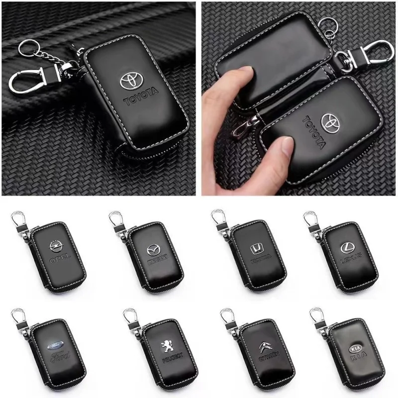 Echtem Leder Schlüssel Brieftasche Auto Schlüssel Tasche Multi Funktion Schlüssel Fall für Skoda KIA VW Renault Mercedes Lexus Jeep Land rover Opel BMW