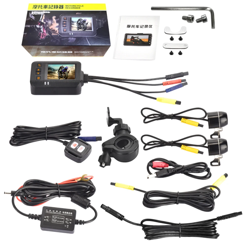 1080P Waterproof Motorcycle Camera DVR Motorcycle Dashcam 2 Inch Front & Rear Camera Video Recorder DVR Black Night Vision Box images - 6