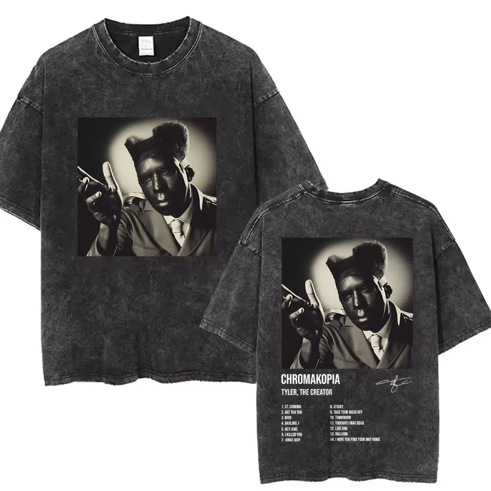 Limited Tyler The Creator Chromakopia T Shirt Men Hip Hop Oversized Tshirt Mens Washed Vintage T-shirt Unisex Fashion Streetwear