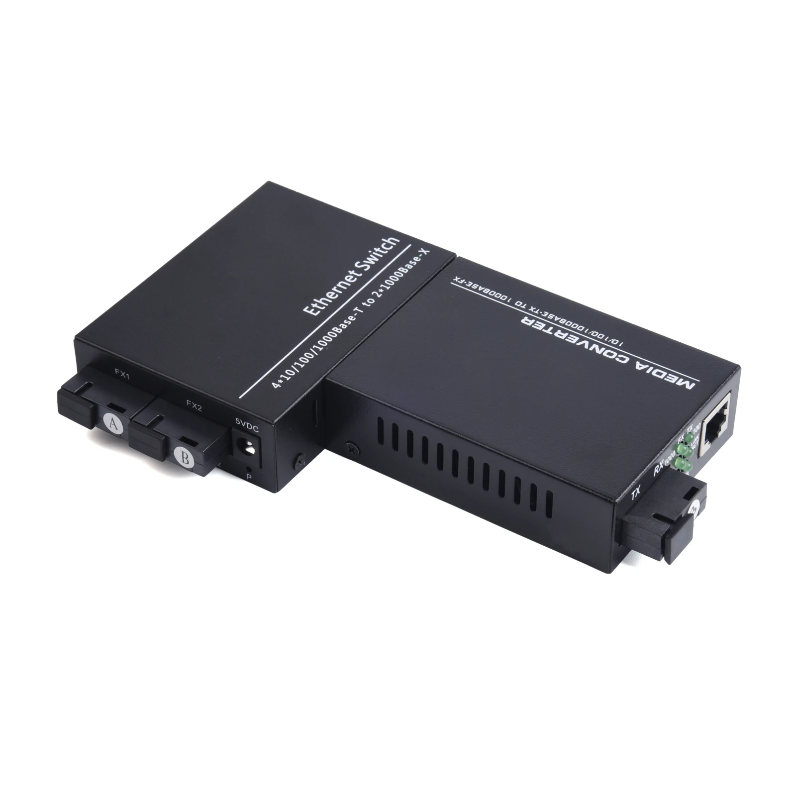 1 Pair Gigabit Fiber Optical Media Converter 10/100/1000Mbps Single Mode 20km 2 Fiber to 2 RJ45 UPC/APC SC-Port EU Power