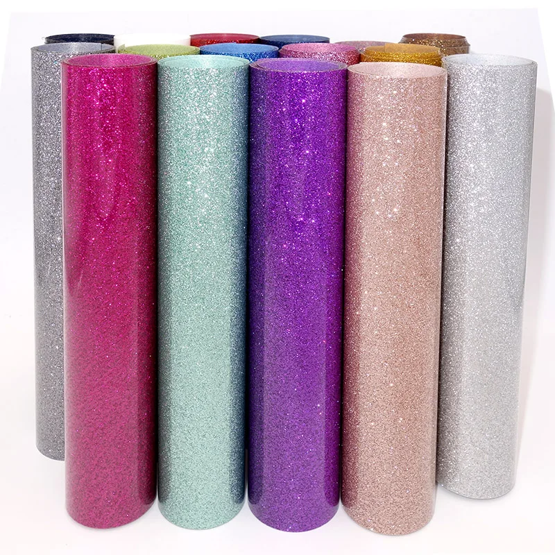 22 Colors Heat Transfer Glitter Vinyl Iron On For clothes Easy To Weed HTV Shirt High Elastic Decor Film Easy To Cut