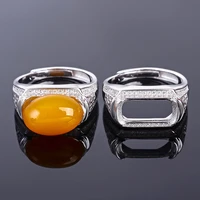 meibapj 7141014 chalcedony gemstone ring empty support for men real 925 sterling silver fine jewelry