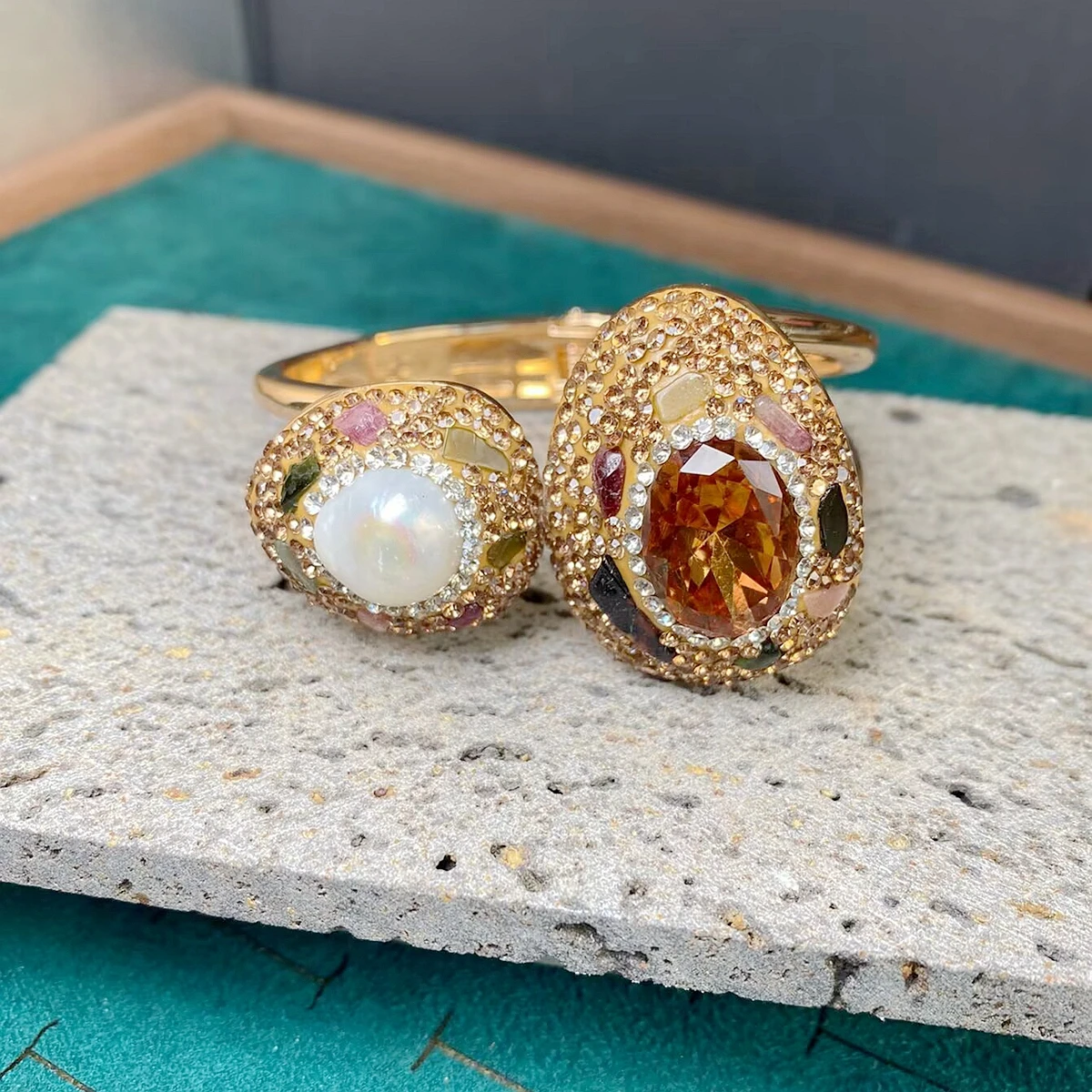 Большой камень пресноводный жемчуг Суданский браслет с камнем из султанита