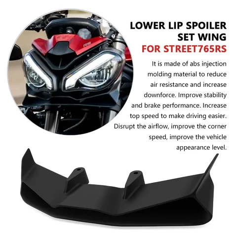 Для Street Triple 765 RS 765 S 2017-2025 мотоцикла с фиксированным крылом, аэродинамический спойлер элерона, прижимная сила, переднее лезвие