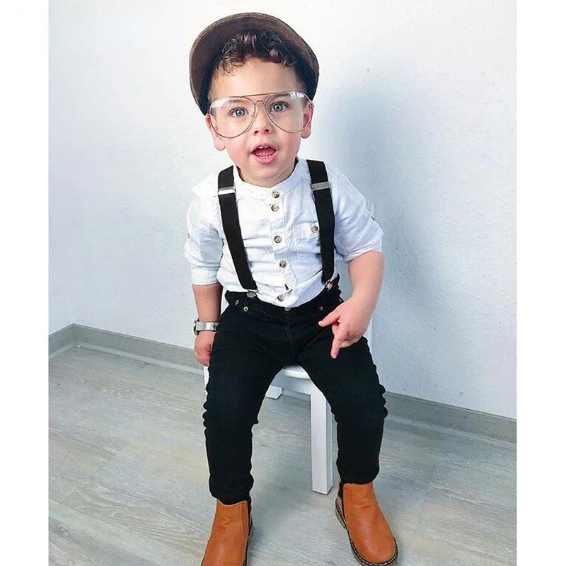 

3Piece Spring Toddler Boys Clothes Kids Fashion Wear Gentleman Baby Suit White Shirt+Pants+Straps Children Clothing Sets