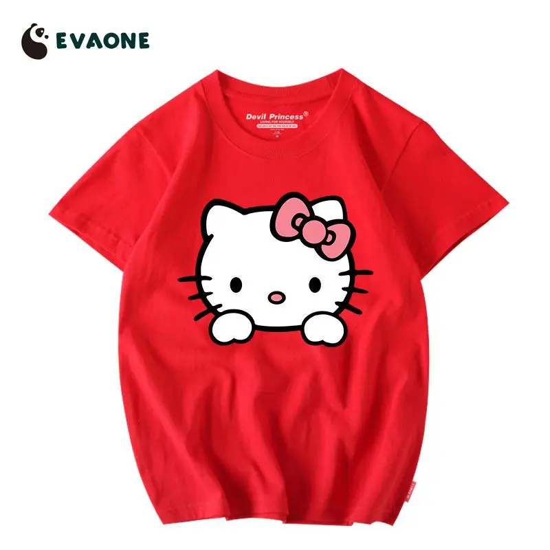 

Футболка женская летняя из хлопка с принтом hello kitty