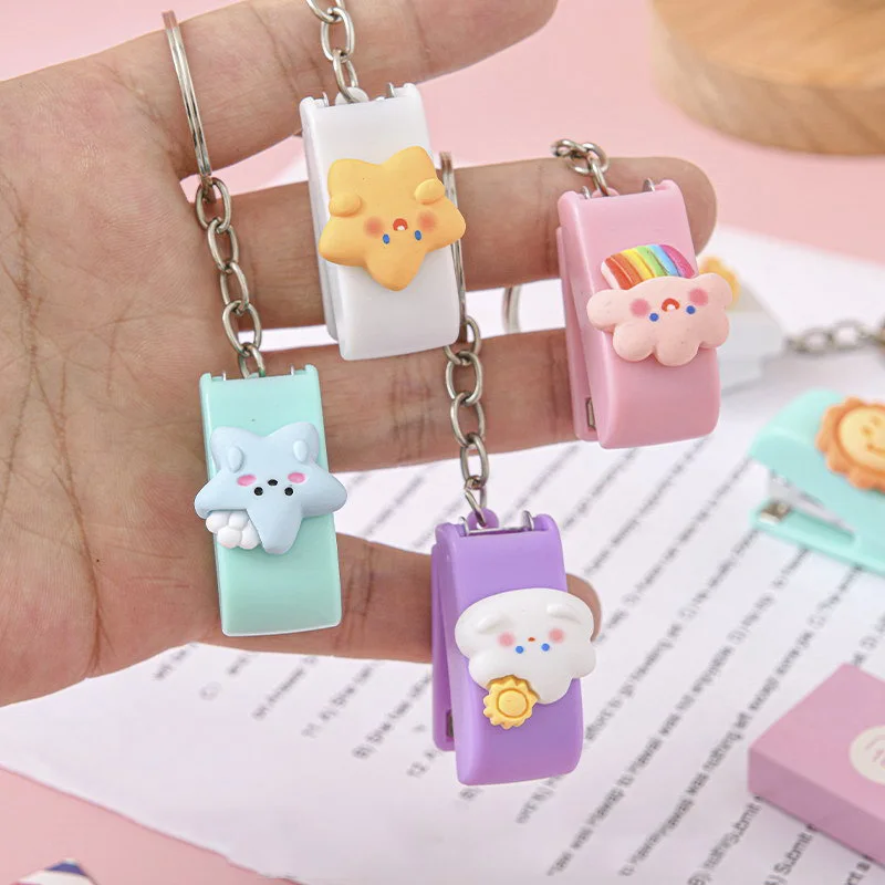 

Kawaii Portable Cartoon Animal Mini Trumpet Stapler Paper Binder Stationery NO.10 Staples Office Binding Tool School Supplies