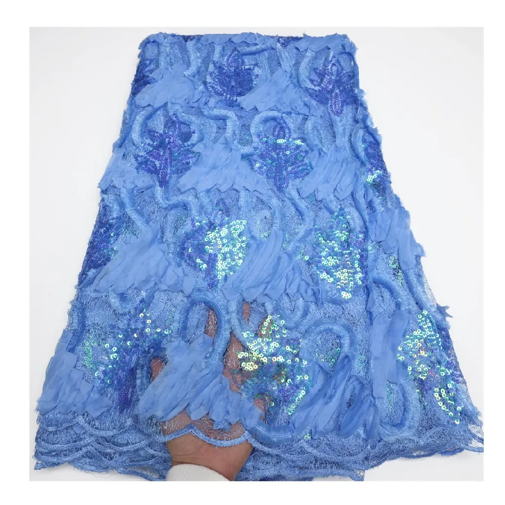 

Nigerian Sequins Lace Fabric 2022 High Quality African Lace French Tulle Embroidery French Net Lace Fabrics For Wedding LY508