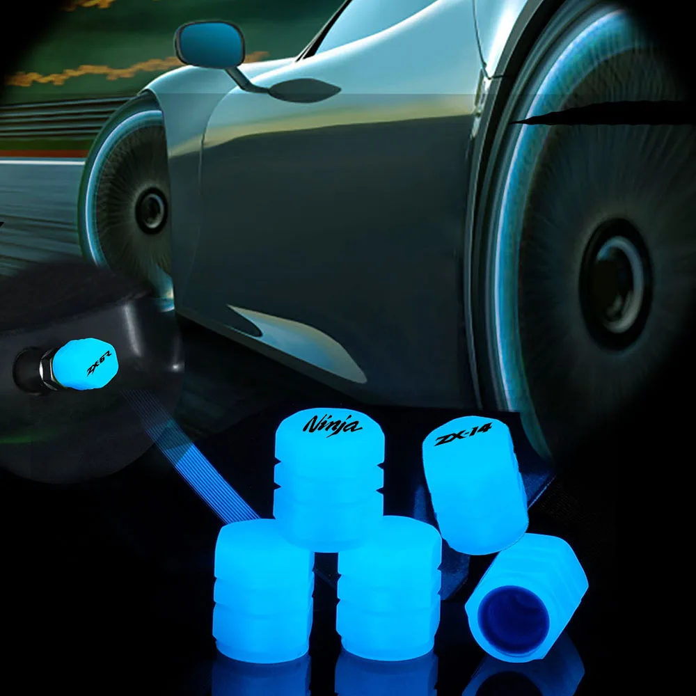 

4pcs Motorcycle Luminous Tire Valve Air Port Stem Cover Cap Accessories For Kawasaki ZX Collection NINJA ZX6R ZX10R ZX14 ZX14R