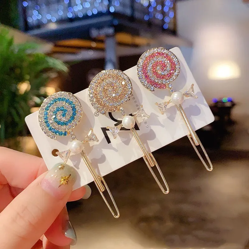 Заколка для волос Rainbow Lollipop Стразы корейская мода зажим челки в виде лягушки