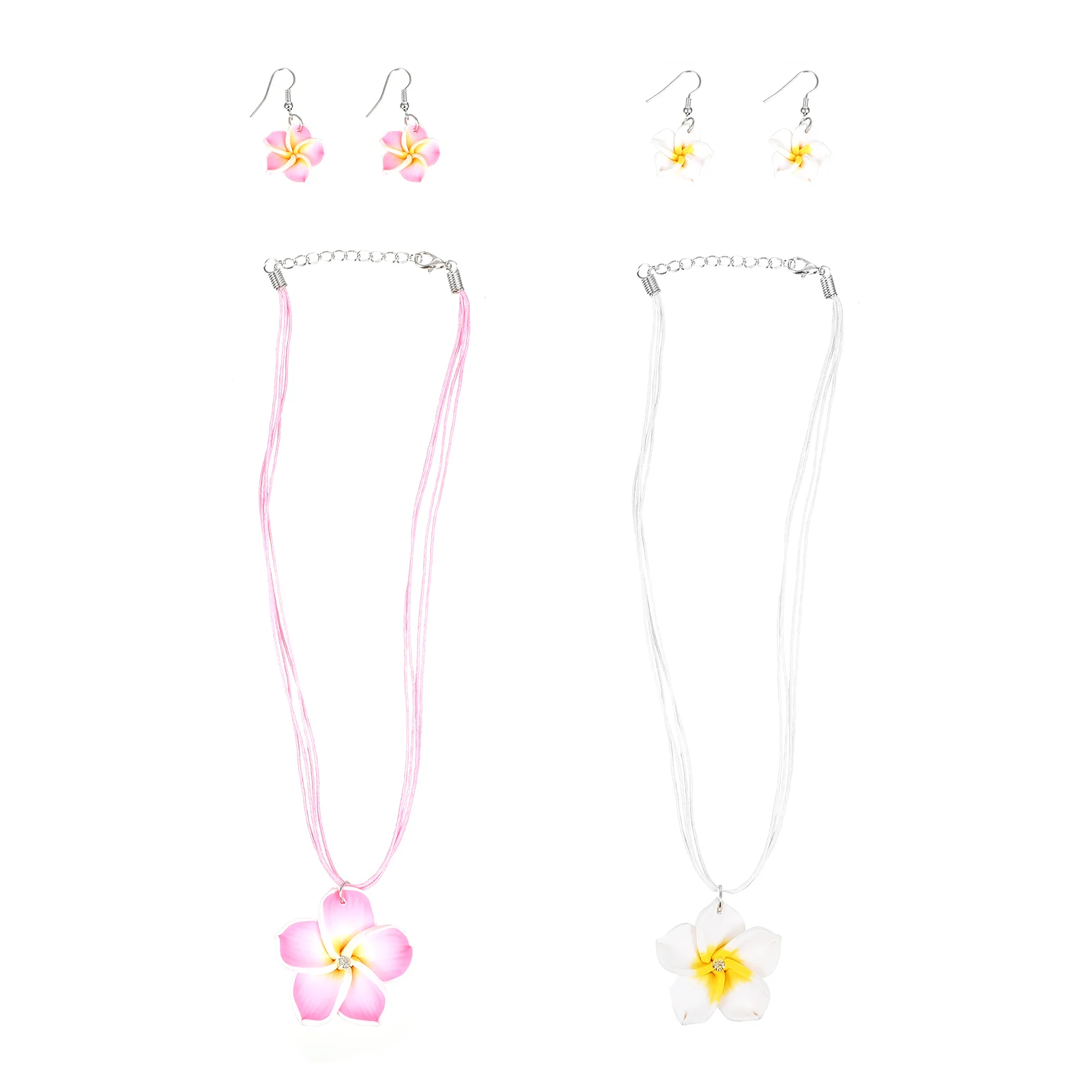 

Necklace Flower Earrings Hawaii Jewelry Plumeria Hawaiian Pendant Polymer Clay Flowers Theme Sets Summer Beach Costume Earring