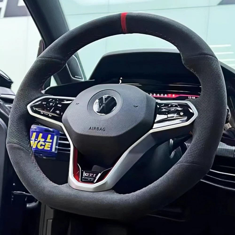 

Изготовленный на заказ чехол на руль автомобиля, противоскользящий замшевый кожаный чехол для Volkswagen VW Atlas Golf 8 Mk8 Jetta Passat B9 Avant, накидка на руль