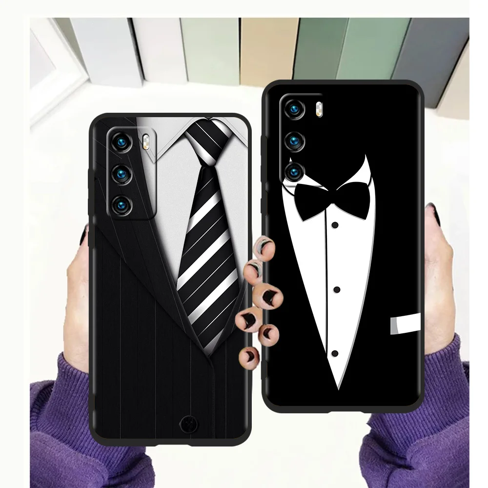 

Мужской костюм рубашка галстук чехол для телефона Huawei P50 P40 P30 P20 Pro P Smart Z Y6 Y7 Y7A Y9 Y6P Y9S 2019 P50 P40 P30 P20 Lite E Shell