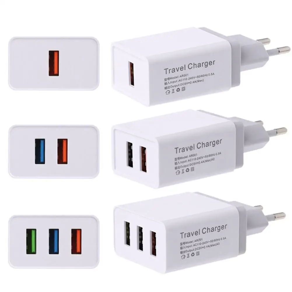 

50pcs/New Arrival 1/2/3 USB Port 5V/4A Home Travel Wall Charger Mobile Phone AC Power Adapter