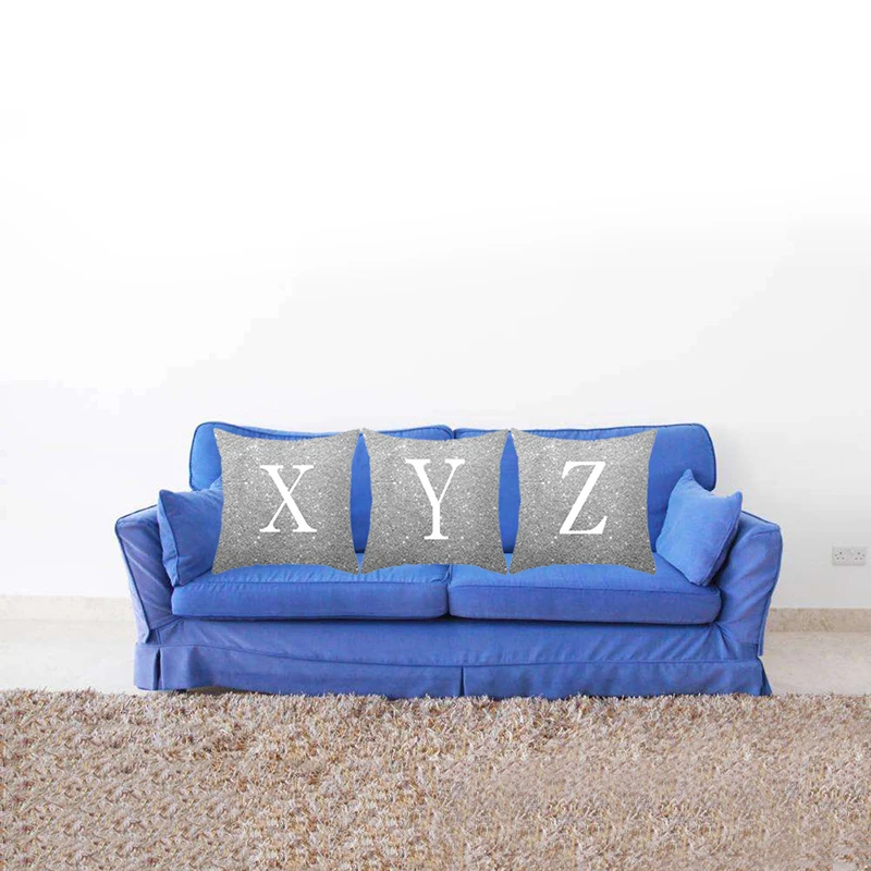 

Letters Design Cushion Pillowcase Sofa Metallic Texture Soft Polyester Pillowcase Merry Christmas English Alphabet and Flowers