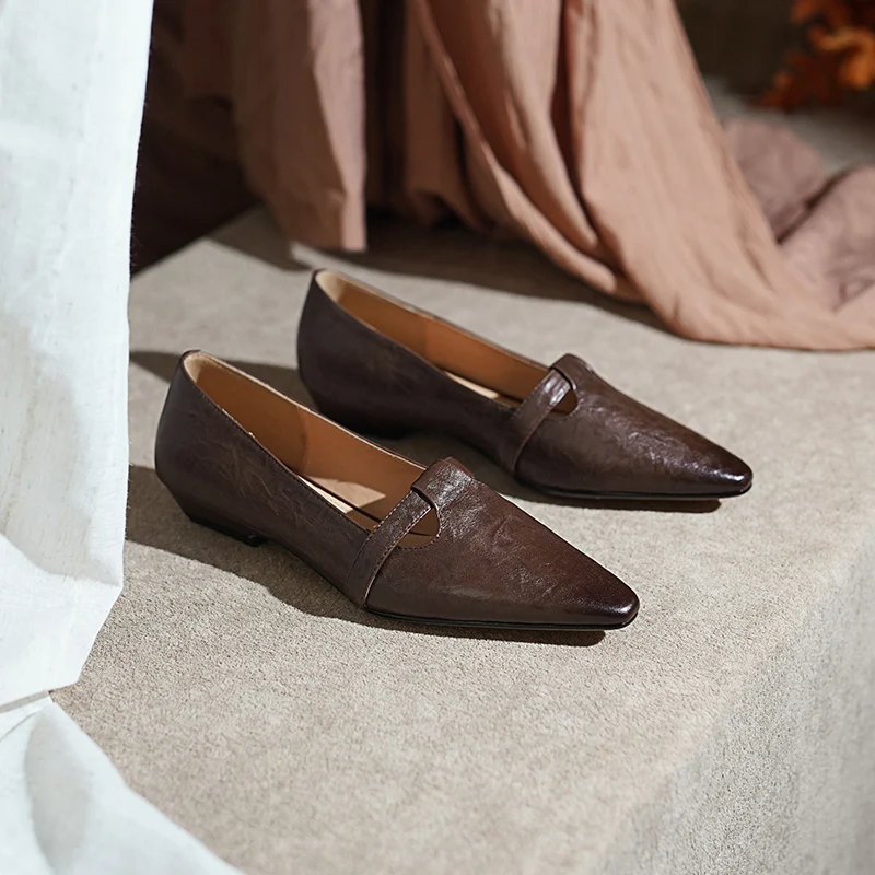 QUTAA 2025 Fashion Women Shoes Square Flats Heels News Spring Black Summer Pointed Buckles Casual Pumps Woman Size 34-39