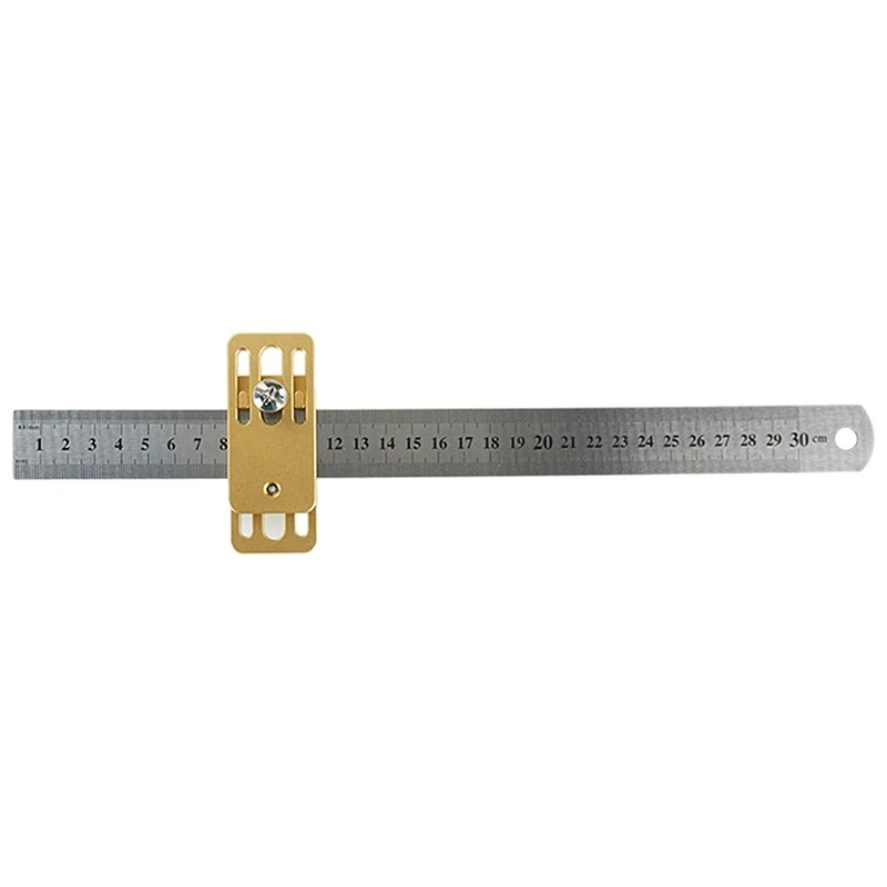 

Promotion! Stainless Steel Ruler With Brass Positioning Block Wood Line Locator, Parallel Ruler Scribing Ruler For Carpenter