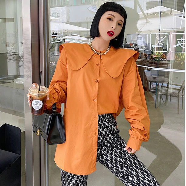 

2022 Spring Autumn Women's Fashion Long Solid Color Shirts Female Long Sleeve Casual Shirts Ladies Buttons Loose Blouses U405