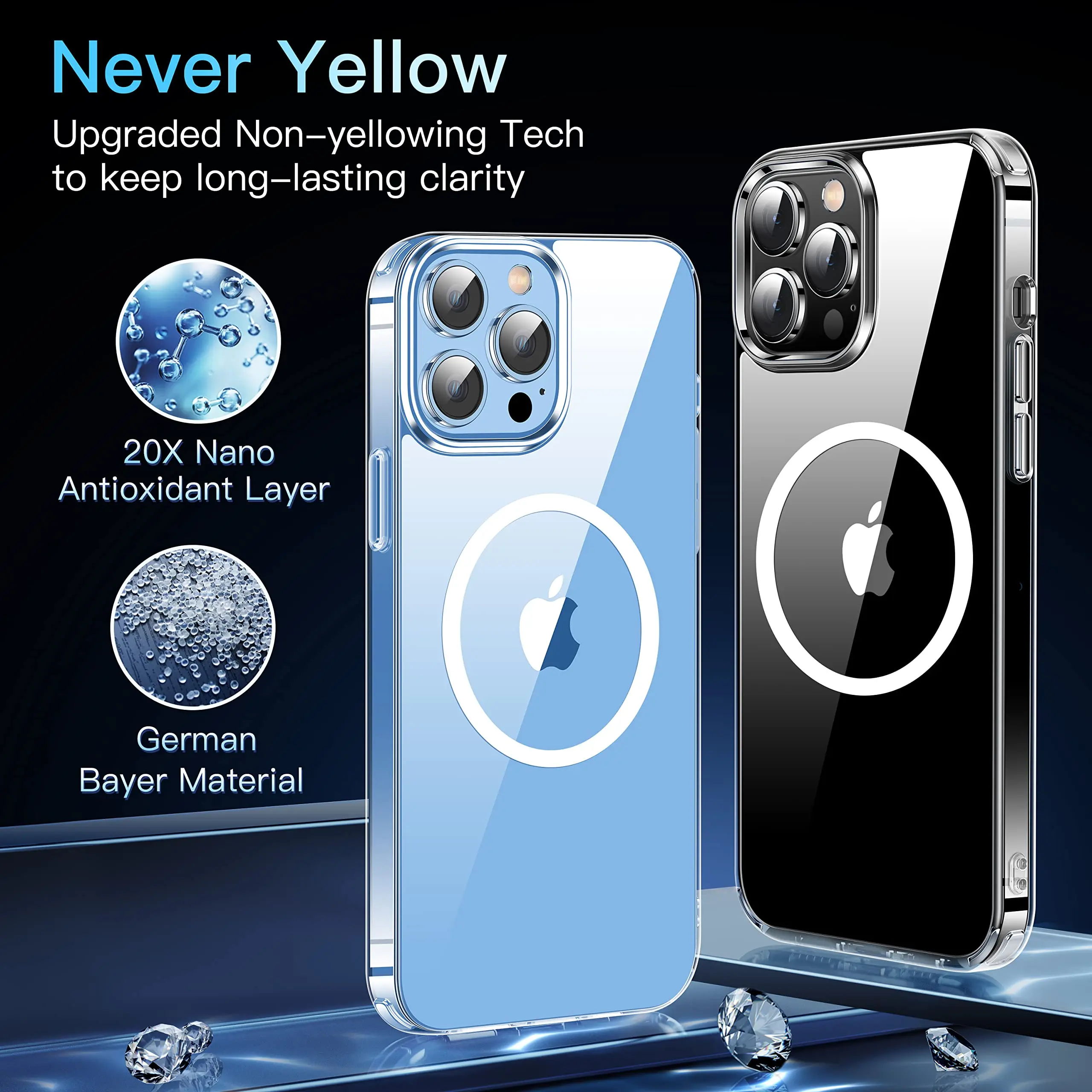 

Original Clear For Magsafe Magnetic Wireless Charging Case For iPhone 14 13 Pro Max Acrylic Cover