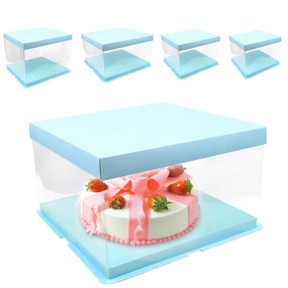 

Clear Gift Cupcake Box 1Pcs 6/8/10 inch Transparent Square Cake Box Wedding Party Cake PET Candy Cake Box