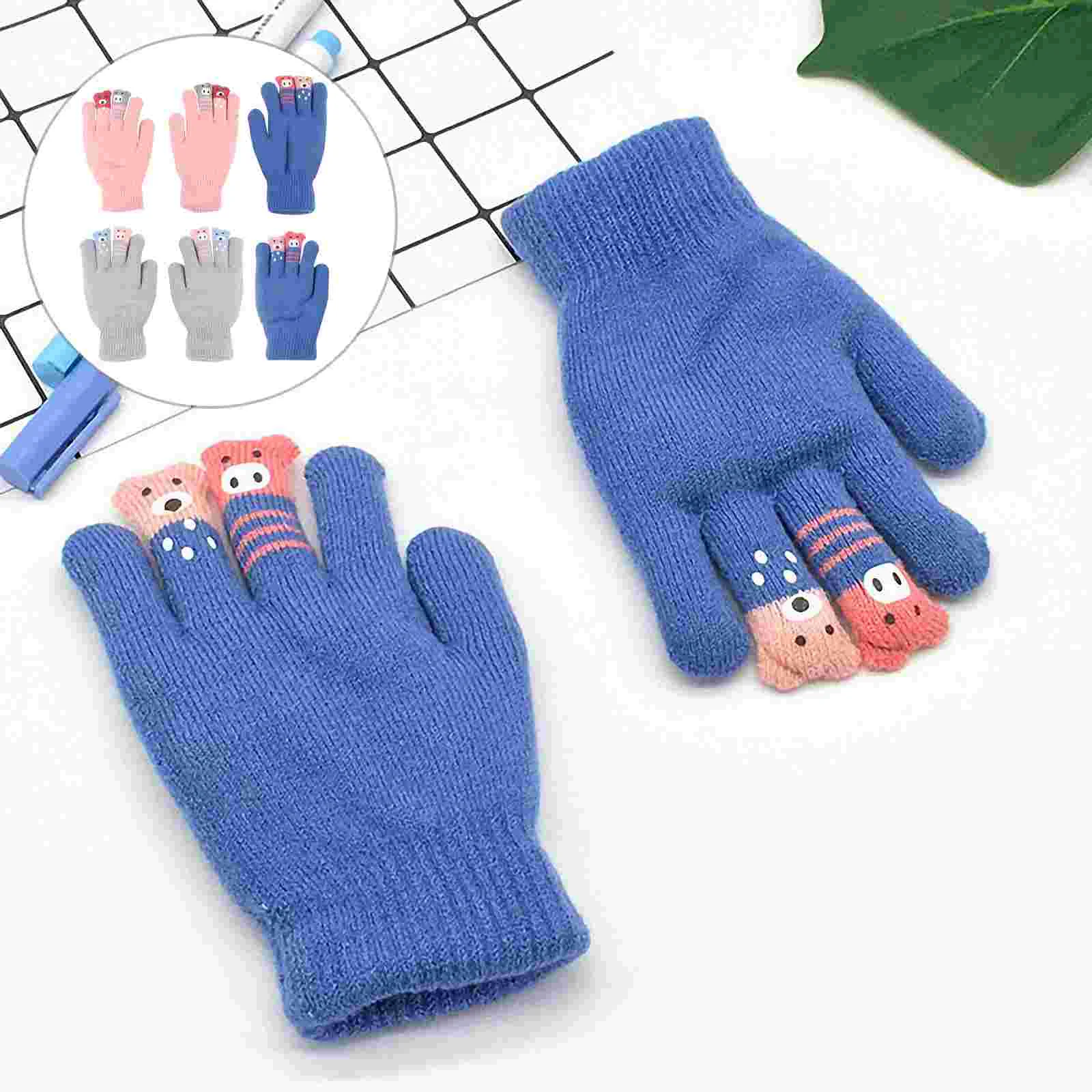 

3 Pairs Full Finger Warm Adorable Practical Creative Pretty Kids Thicken Winter