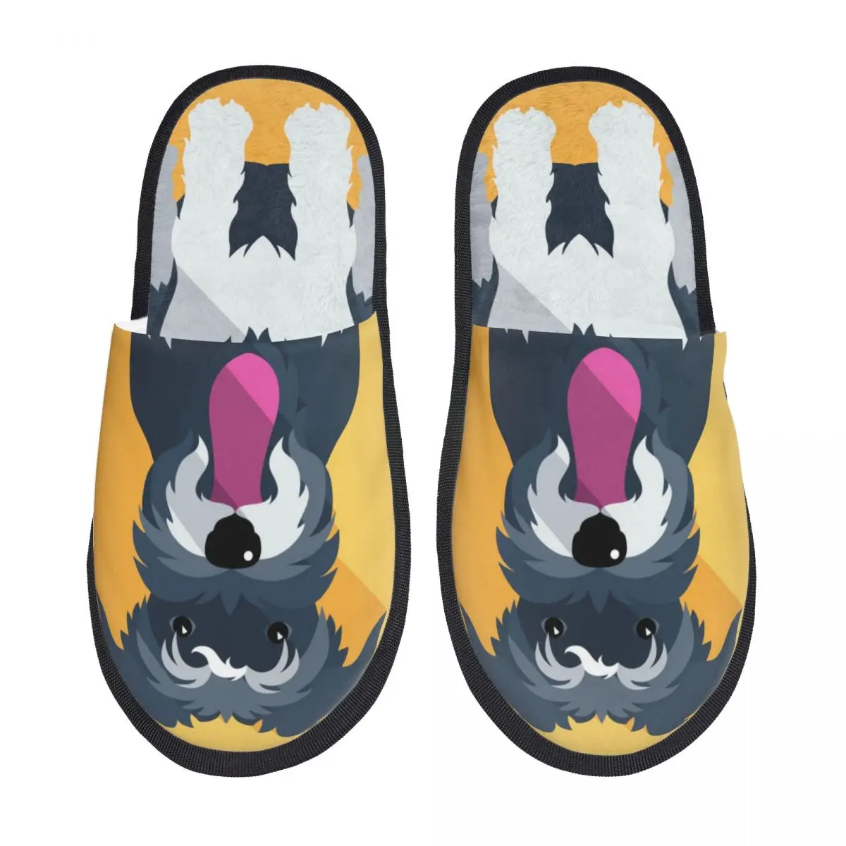 Зимние тапочки для женщин и мужчин модные пушистые теплые собак миниатюрные