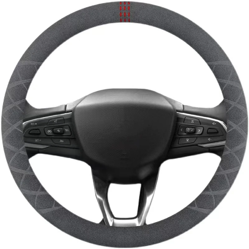 

Round/D Type 38CMSuede steering wheel cover is suitable For Chevrolet Lacetti Daewoo Gentra leather handle cover car Accessories