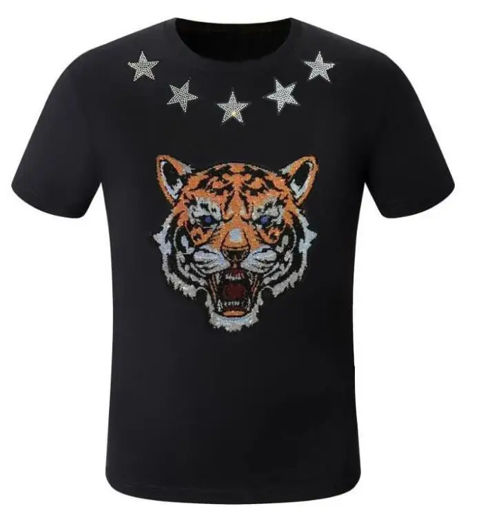 

T-shrit pullover tees Men Streetwear Designer Rhinestone short Sleeve top drop shipping