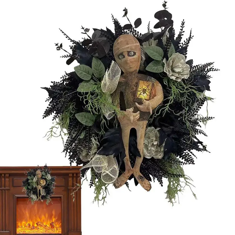 

Front Door Mummy Wreath Rose Spider Wreath With Mummy For Halloween Farm Decor Accent For Front Door Fireplace Gardens Haunted