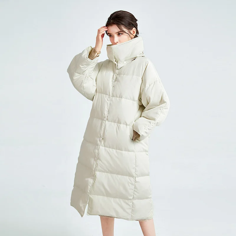 Down Jacket Women New Stand Collar Loose Thickening Fashion Casual 90 White Duck Down To Keep Warm Outwear