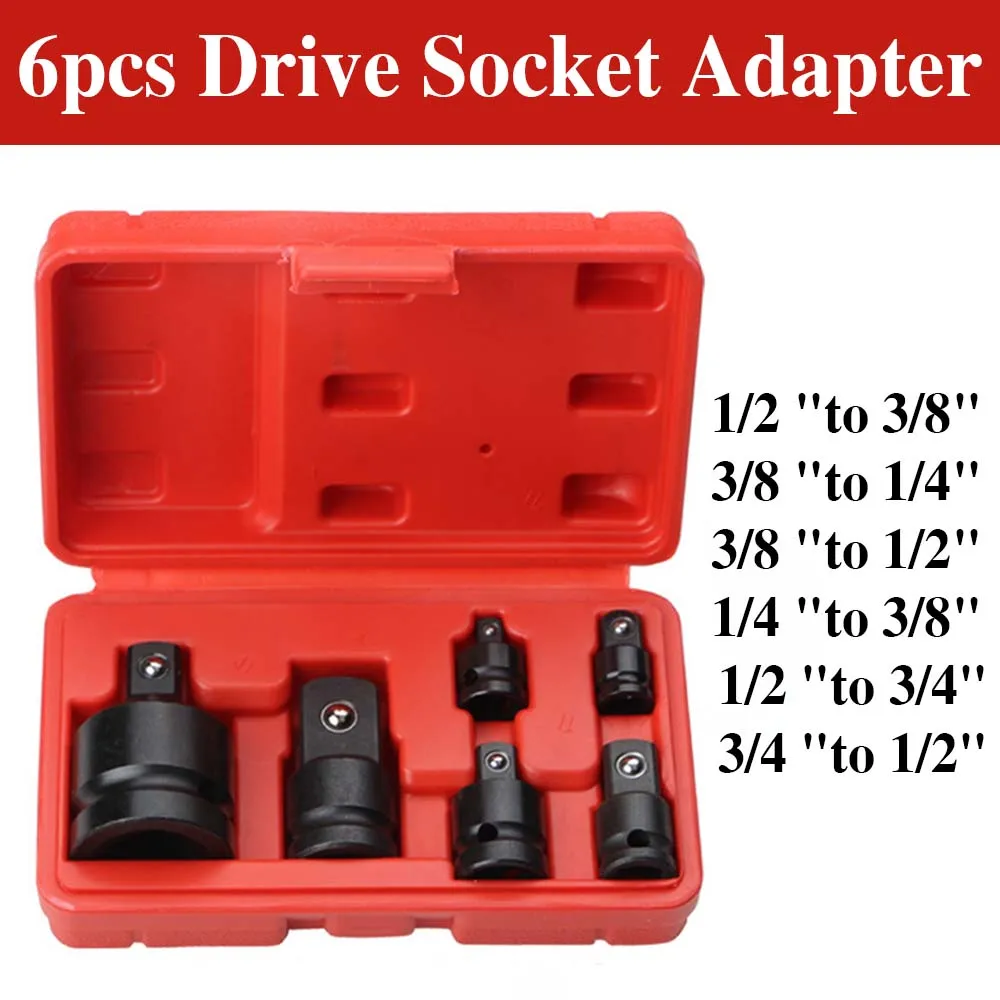 6Pcs Socket Convertor  1/2 To 3/8 3/8 To 1/4 Adaptor Reducer Set Drive Reducer Air Impact Craftsman Ratchet Wrench Spanner Keys