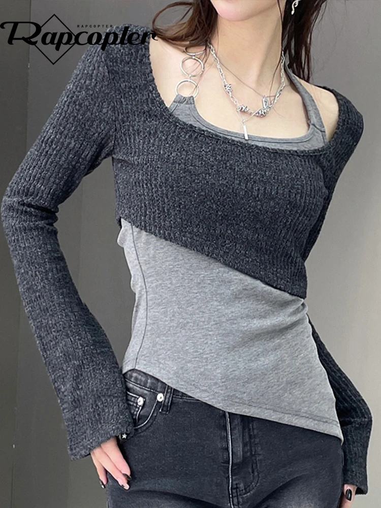 

Футболка женская трикотажная в стиле Харадзюку, из двух предметов