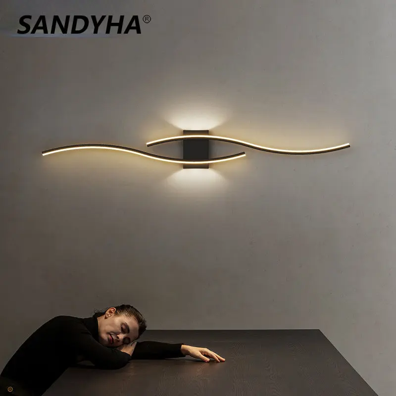 

SANDYHA New Long Strip Design LED Wall Lamp for Aisle Bedside Table Bedroom Closets Indoor Lighting Home Decor Sconces Fixtures