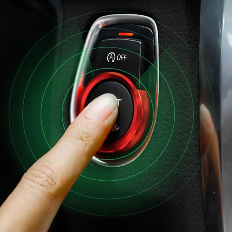

Red Button Cover Trim Ring Keyless Knob Push Switch Car Console Engine