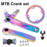 mountain bike crank set bcd104mm mtb aluminum alloy 32343638t colorful round oval 170mm bicycle accessories