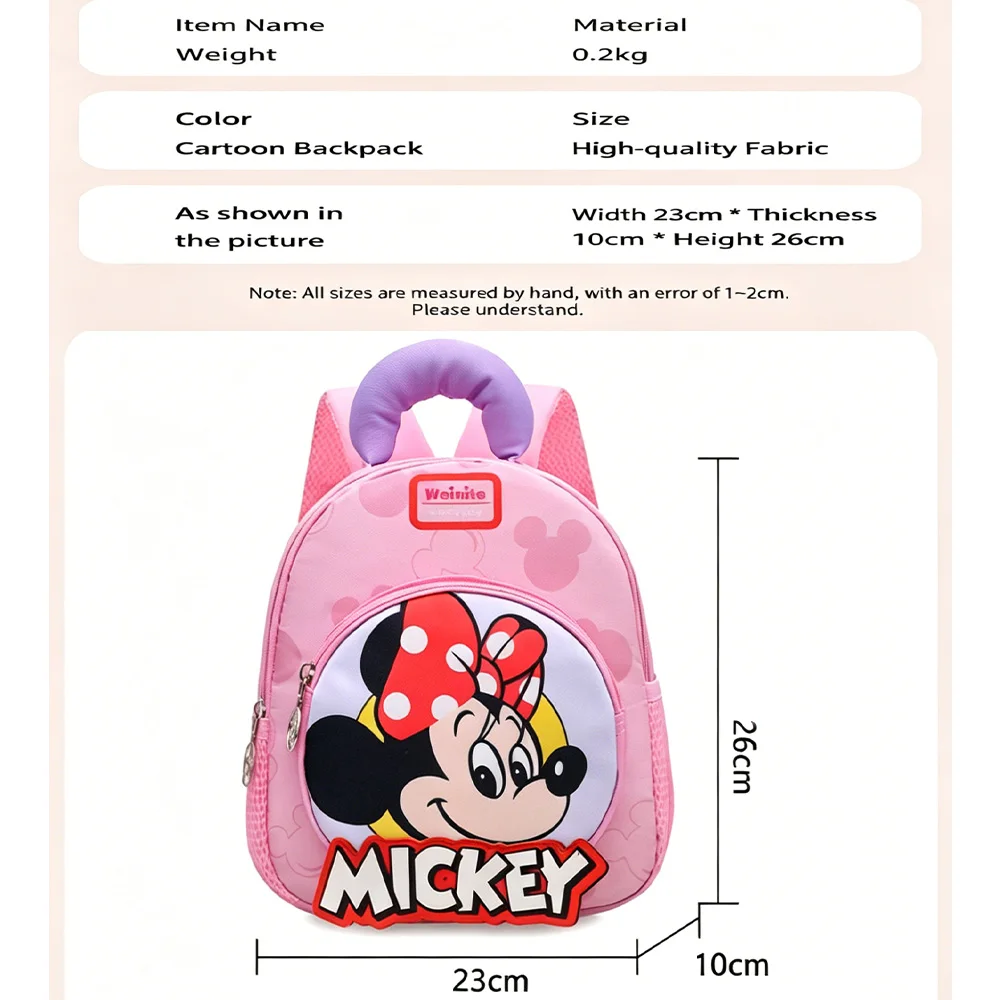 Фото Новый рюкзак Disney 2026, школьный рюкзак с изображением Минни, школьный рюкзак для детского сада, милый розовый рюкзак в подарок №2