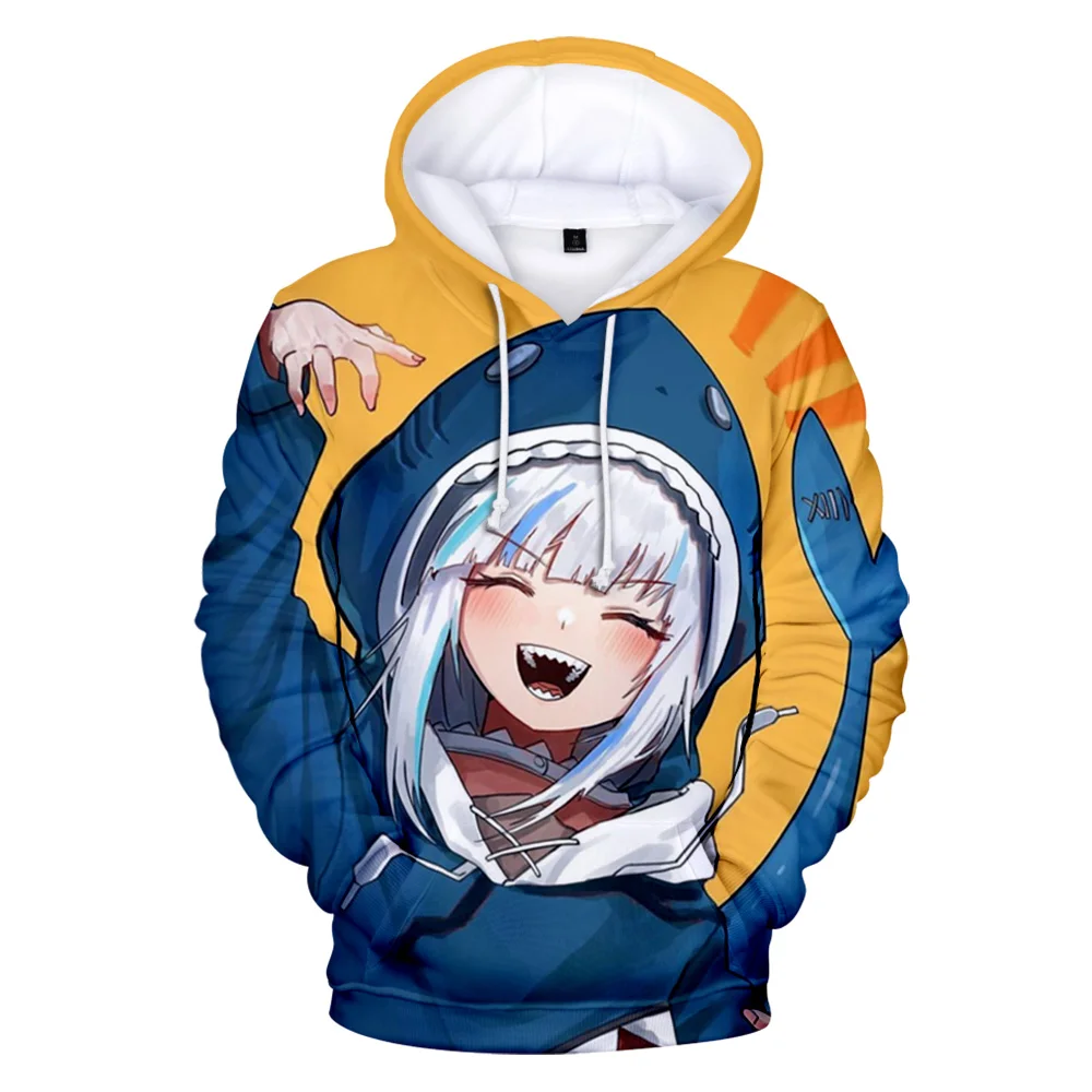 

2021 Hololive VTuber Gawr Gura Косплей повседневные Zipup мужские толстовки хип-хоп 3D печати женщин Harajuku уличная одежда Свитшот одежда