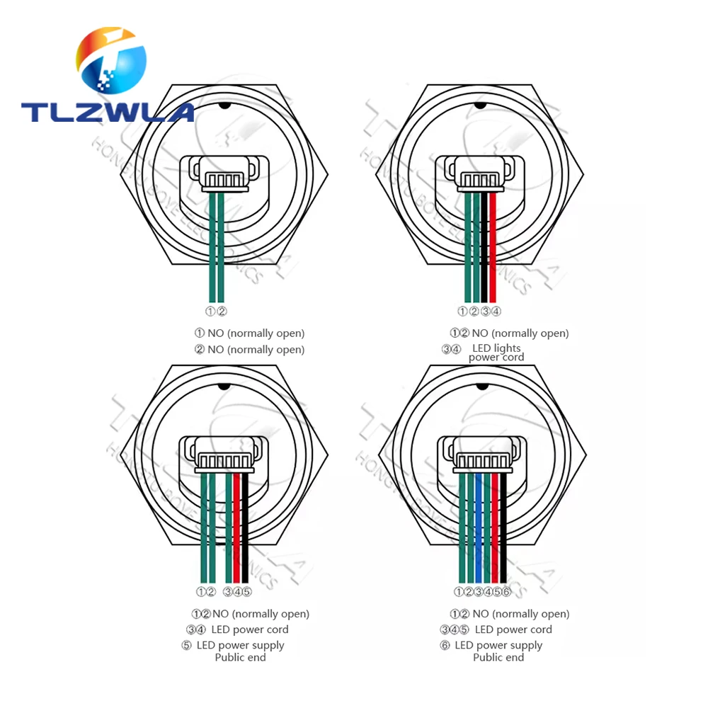 16/19/22mm Ultra Short LED Light Switch 12V 24V Momentary Self Reset Waterproof Metal Push Button with Wire