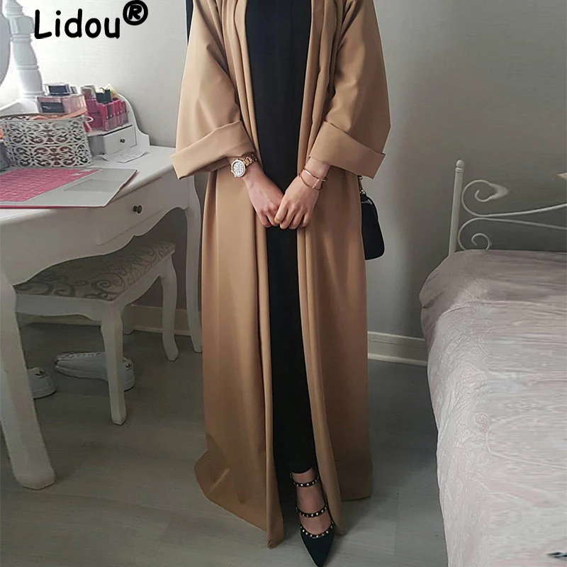 

Рамадан, скромные Абайи для мусульманских женщин, однотонные повседневные абайки, женские абайки, Дубай, Средневосточный стиль, марокканск...