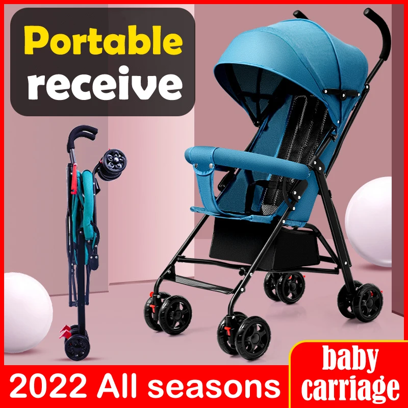 Baby stroller can sit and lie down baby light folding simple ultra-small children stroller portable umbrella cart trolley enlarge