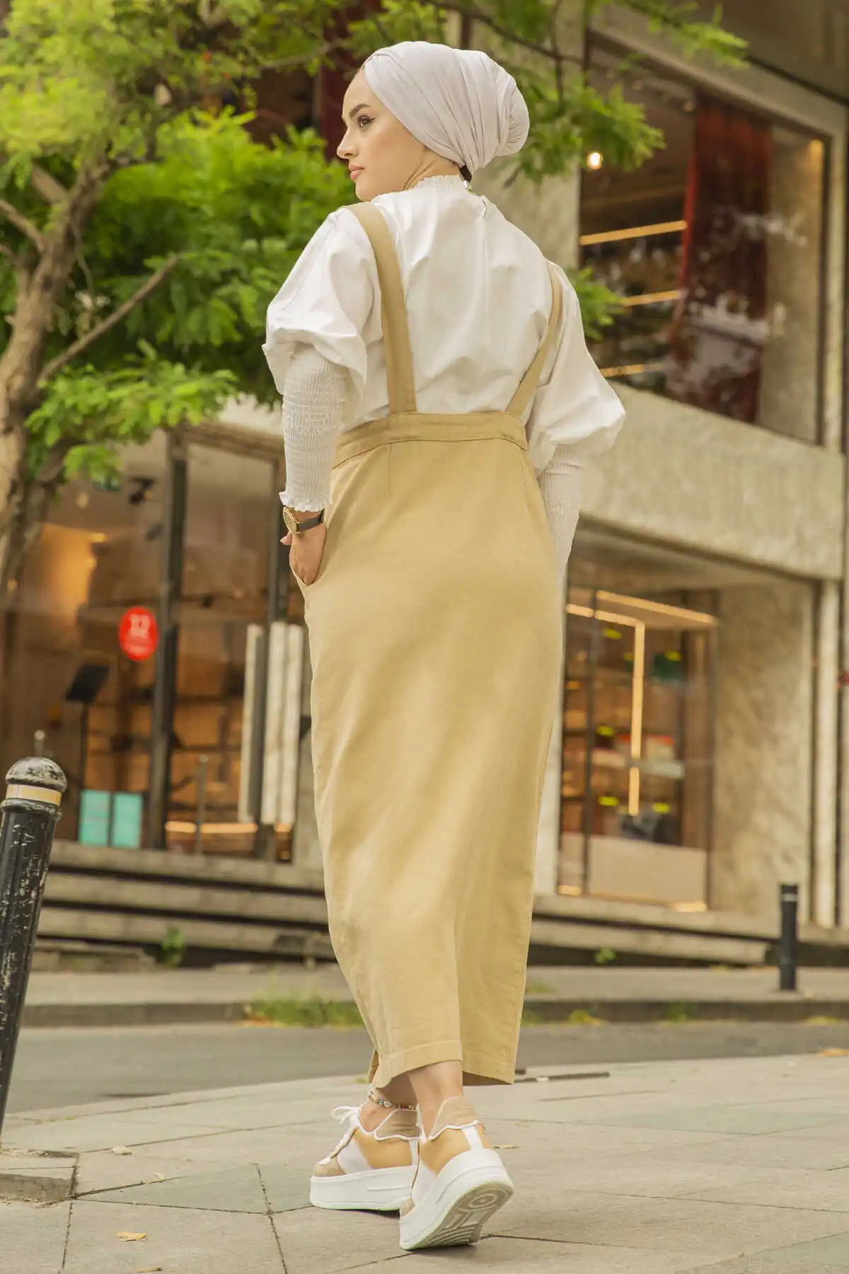 Джинсовый комбинезон на пуговицах E-Milk Coffee