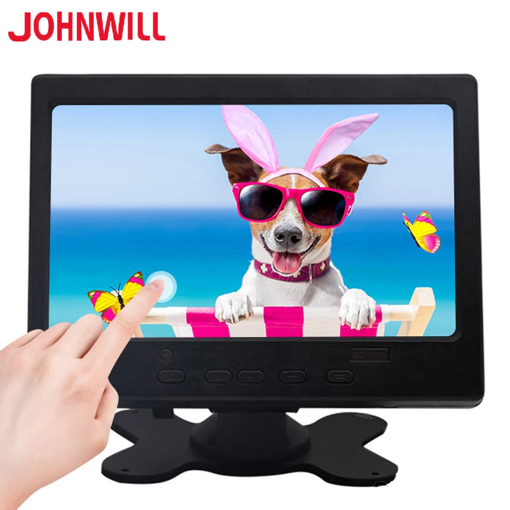 

JOHNWILL 7 inch 1024x600 Portable Display Monitor Touch Screen Panel VGA HDMI Compatible Computer PI Gaming Raspberry Monitor
