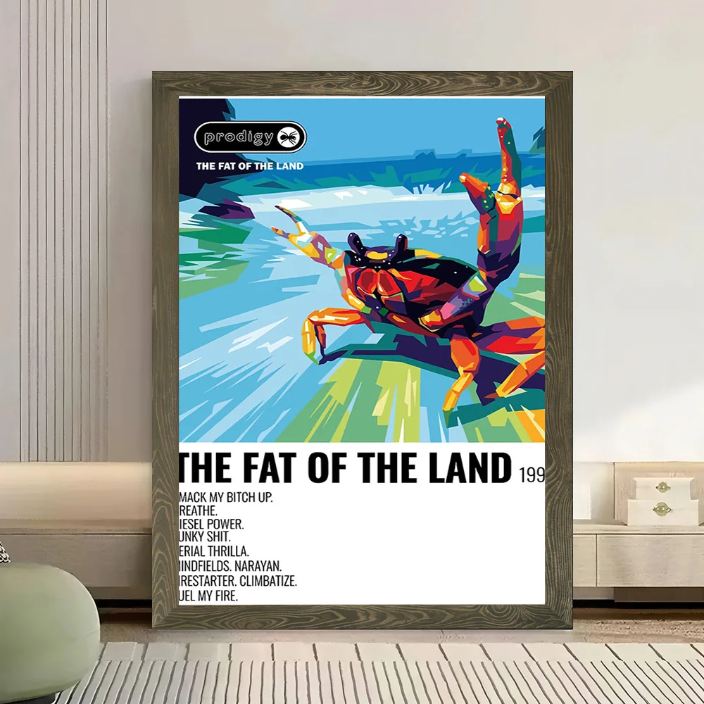 Фото Постер на холсте с изображением обложки альбома The Prodigy's Fat of the Land, персонализированные высококачественные настенные картины для декора ванной комнаты №3