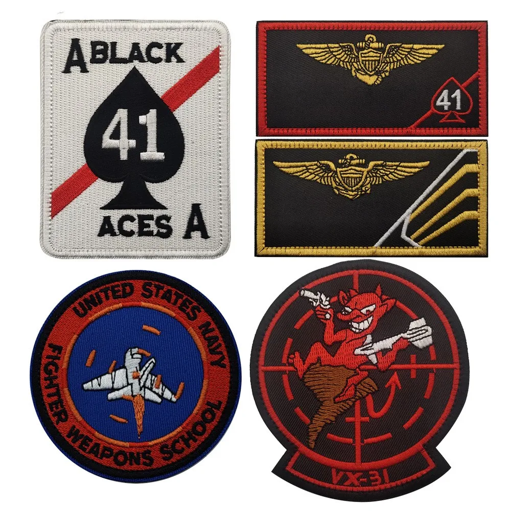 

NAVY Hook and Loop Patches Fighter Weapon School TOPGUN Graduation Commemorative Armband Backpack Sticker Embroidery Patch Badge