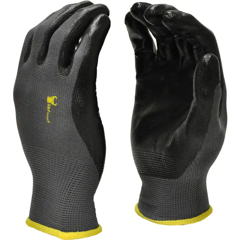 

Knit Nylon Nitrile-Coated Work Gloves, Black, Large, 6 Pairs