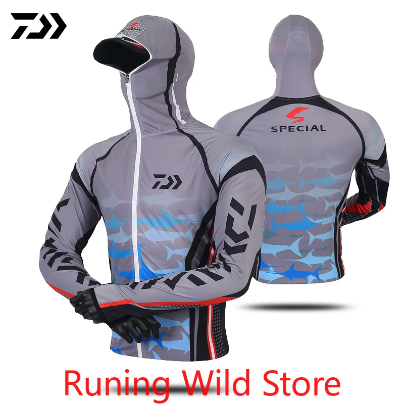 

Daiwa Professional Fishing Hoodie Anti-UV Sunscreen Sun Protection Face Neck Fishing Shirt Breathable Quick Dry Fishing Clothes