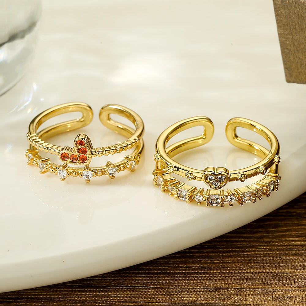 Женские открытые кольца 9 стилей с фианитом минималистичный дизайн регулируемое