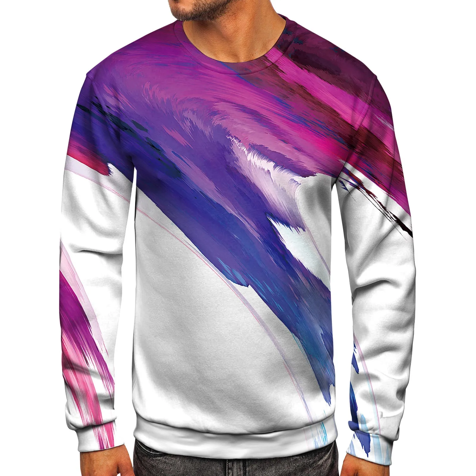 

Men Casual Winter Autumn Long Sleeve O Neck 3D Printed Pullover Sweatshirt Blouse Mens Sweat Shirts Long Sleeve