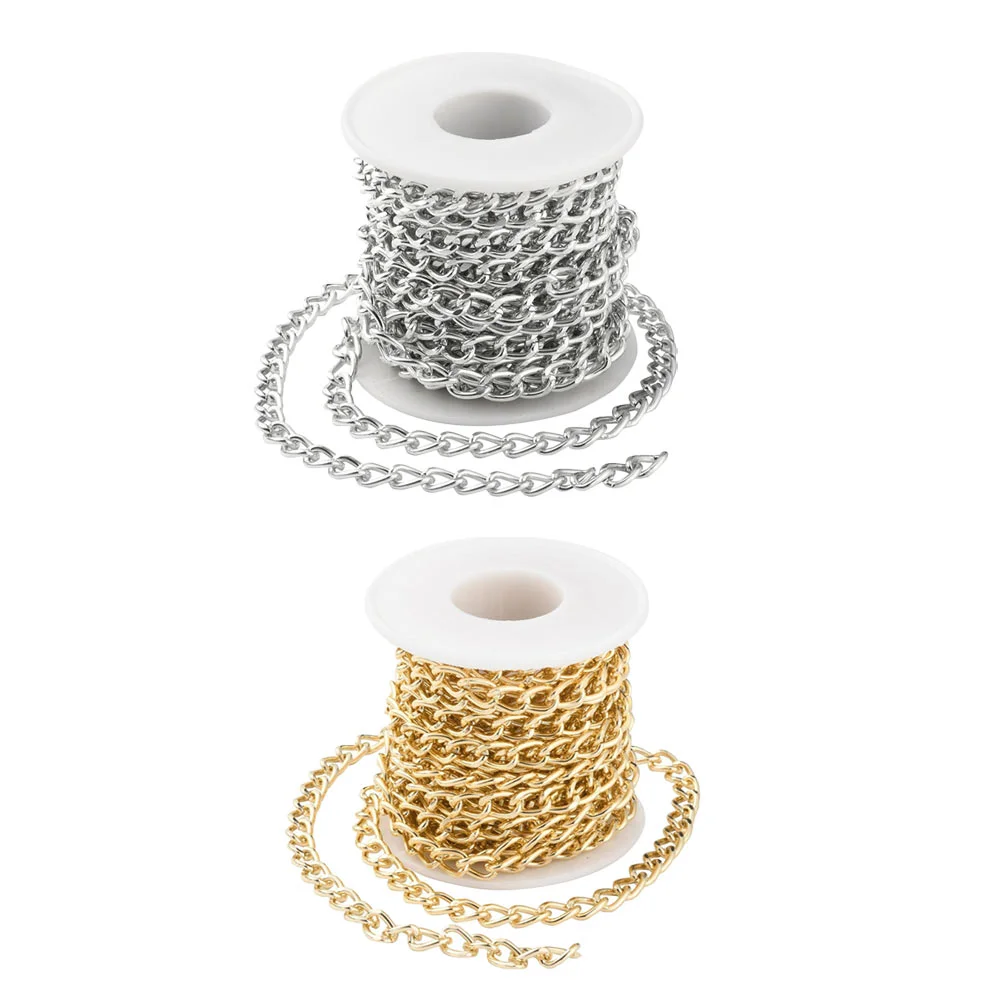 

2 рулона ожерелья металлическая цепь «сделай сам» Аксессуары для ювелирных изделий браслет скрученный крест цепи из нержавеющей стали крупные звенья рукоделие панцирное плетение