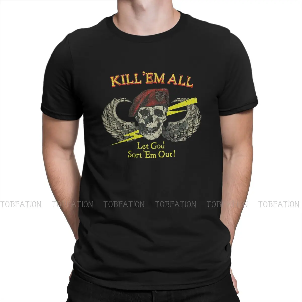 

Let God Sort Em Out Hipster TShirts Kill All Humans Men Harajuku Pure Cotton Tops T Shirt O Neck Oversized